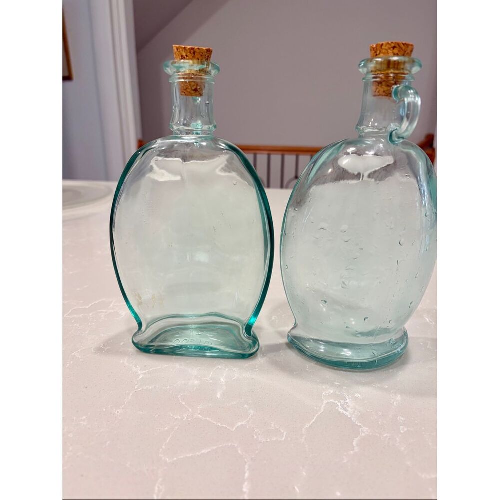 Vintage Vetreria Etrusca Aqua Green 500ml Half Bottles With Corks Set - Picture 2 of 8